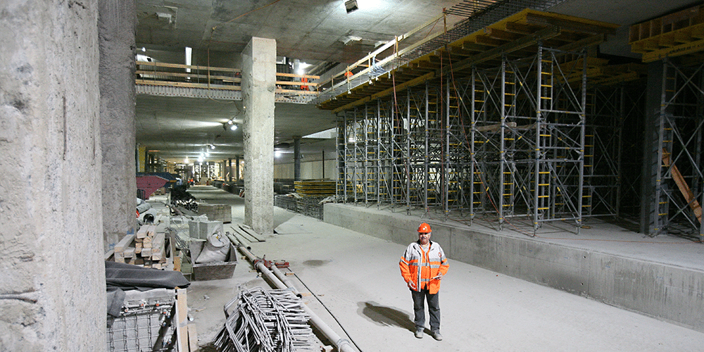 Blick in die Baustelle im HB Zürich für die Durchmesserlinie des ZVV